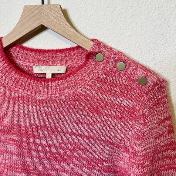 Vanessa Bruno Jaslin Marled Pink Sweater Button Shoulder Baby Alpaca Size S - Picture 7 of 10